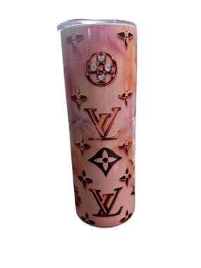 Others Follow Pink and Rose Gold Monogram Tumbler